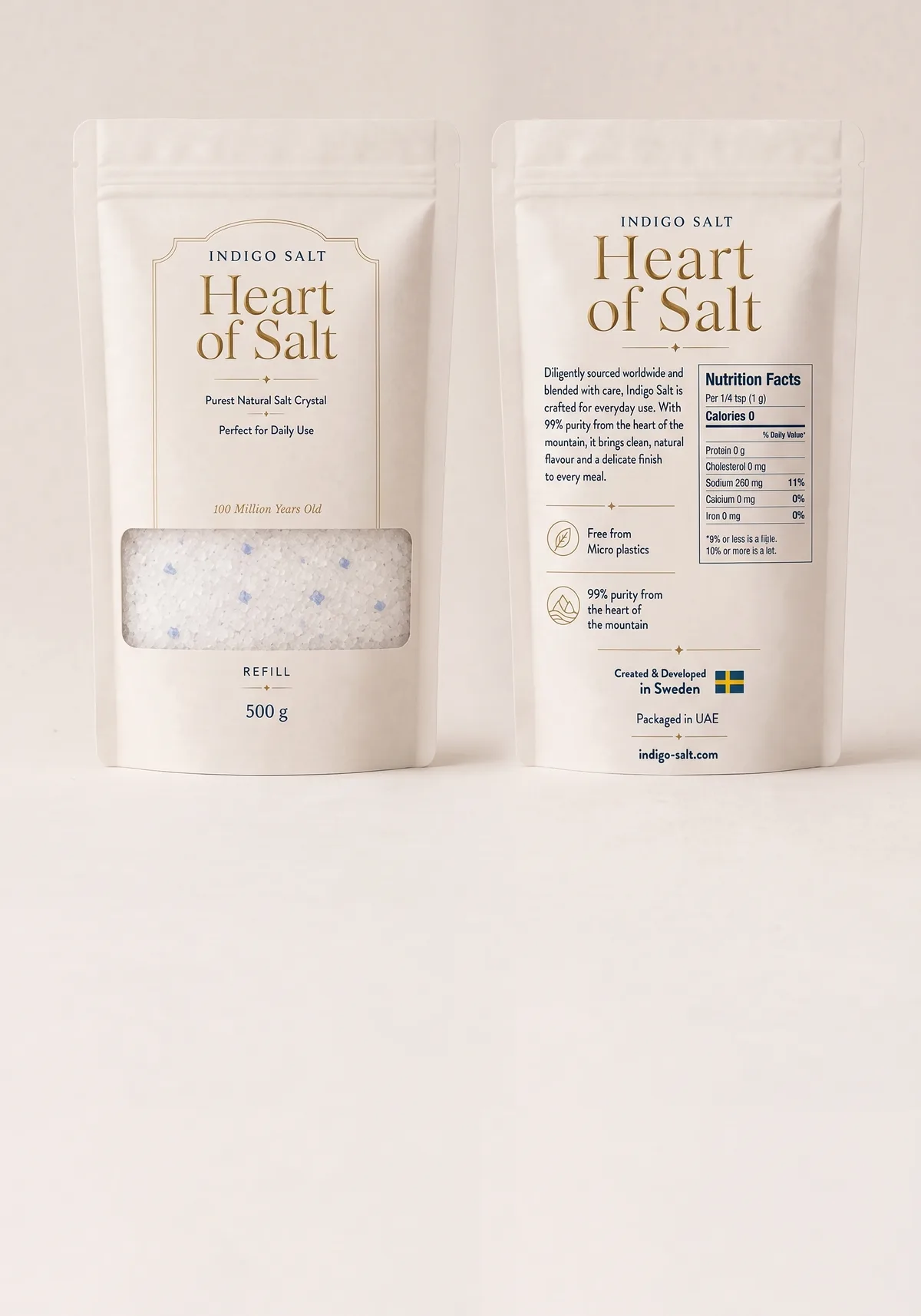 Heart of Salt refill pouch, front and back